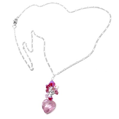 Pink CZ Heart Cluster Drop Chain Necklace Sterling Silver or Gold-Filled - image3